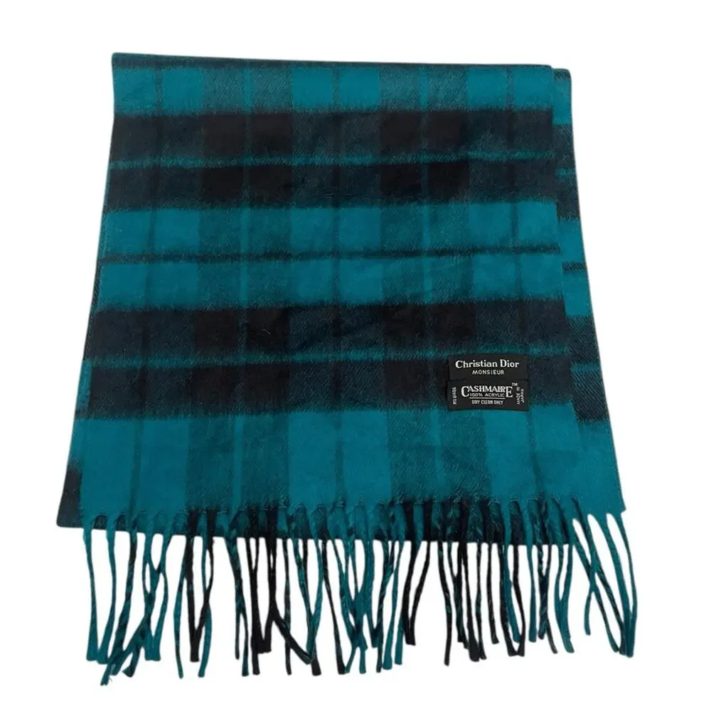 Christian Dior Vintage Cashmere Checkered Scarf Size: ONE SIZE